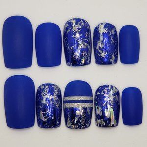 Press On Nails " Matte Blue "